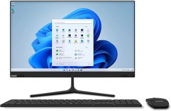 23.8" Full HD IPS All-in-One Desktop Computer with Windows 11 - Intel N4120 QuadCore, 4GB RAM, 128GB SSD, Dual-Band WiFi, Bluetooth, Expandable HDD - AIO PC with Front Camera, Wireless Keyboard, Mouse