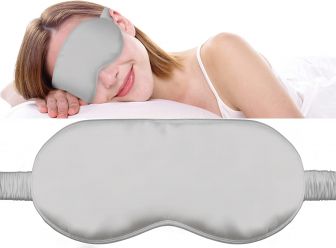 Fusion5 Silk Eye Mask with Elastic Band - 100% Pure Mulberry Sleep Mask - 25 Momme, Anti-Aging, Hypoallergenic, Blocks Light - Soft & Smooth Night Eye Cover for Sleeping & Travel with Box