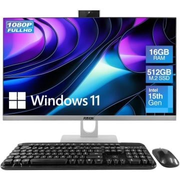 Fusion5 A7 N6 all-in-one desktop PC with 23.8-inch Full HD display, wireless keyboard, and mouse