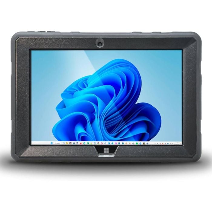 Front view of Fusion5 rugged Windows 11 tablet with 10.1-inch touchscreen display