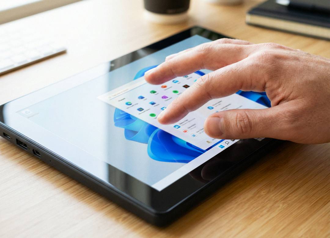 Three finger swipe gesture on Windows tablet for multitasking and quick app switching
